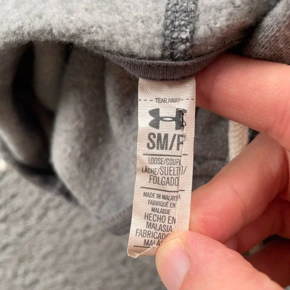 Under Armour Hoodie Womens Small Gray Sweatshirt Pullover Fleece Spell Out - Picture 10 of 12